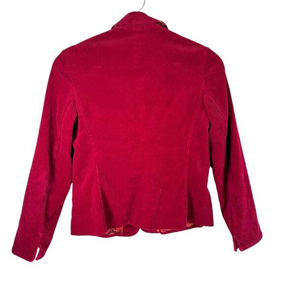 Talbots Corduroy Blazer Jacket Women's 2 Red Office Career Boho Colorful Indie - Picture 3 of 9